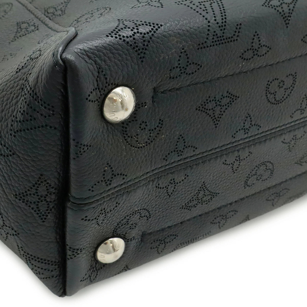 LOUIS VUITTON Monogram Mahina 2way Shoulder Bag Leather Noir Black Pouch - Picture 3 of 9
